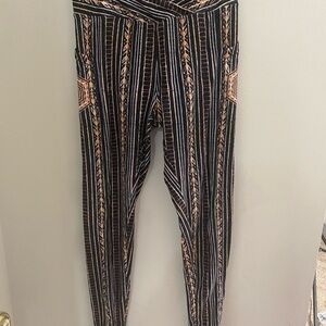 Wolven Black and Tan Striped Leggings